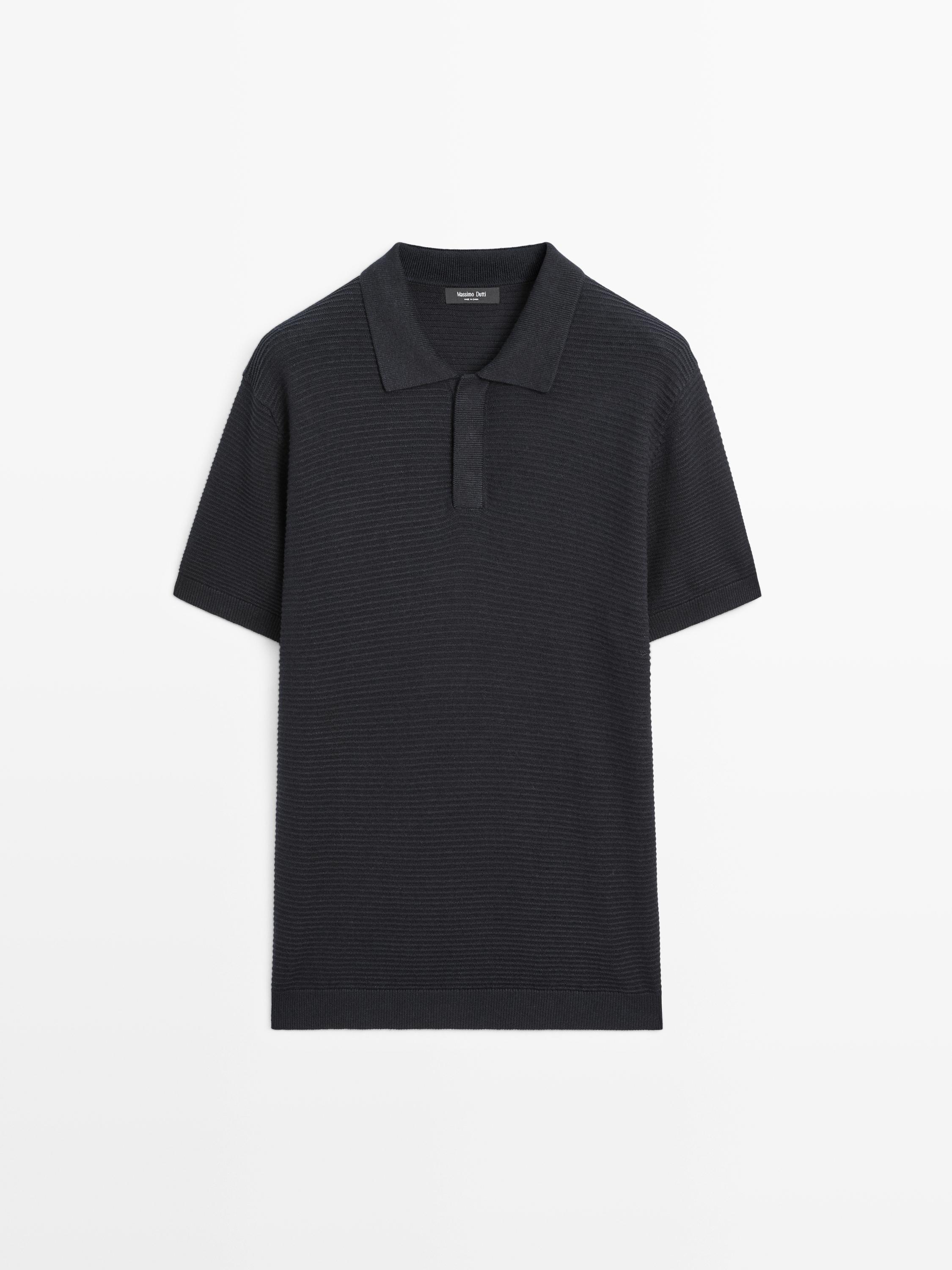 Polo à manches courtes en maille de lin et coton